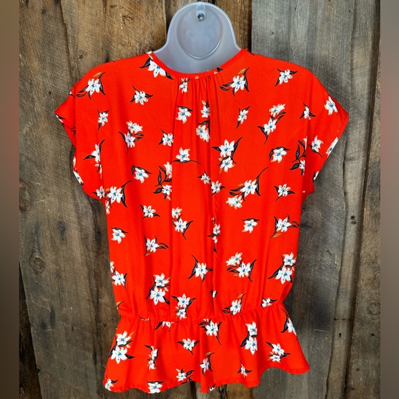 Sienna Sky Red Floral Print Peplum Top - size small - Picture 5 of 10